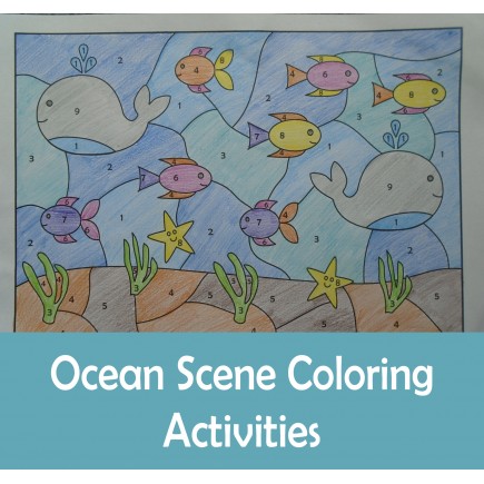 Ocean Color by Numbers Cut Paste Count Draw Summer Activities